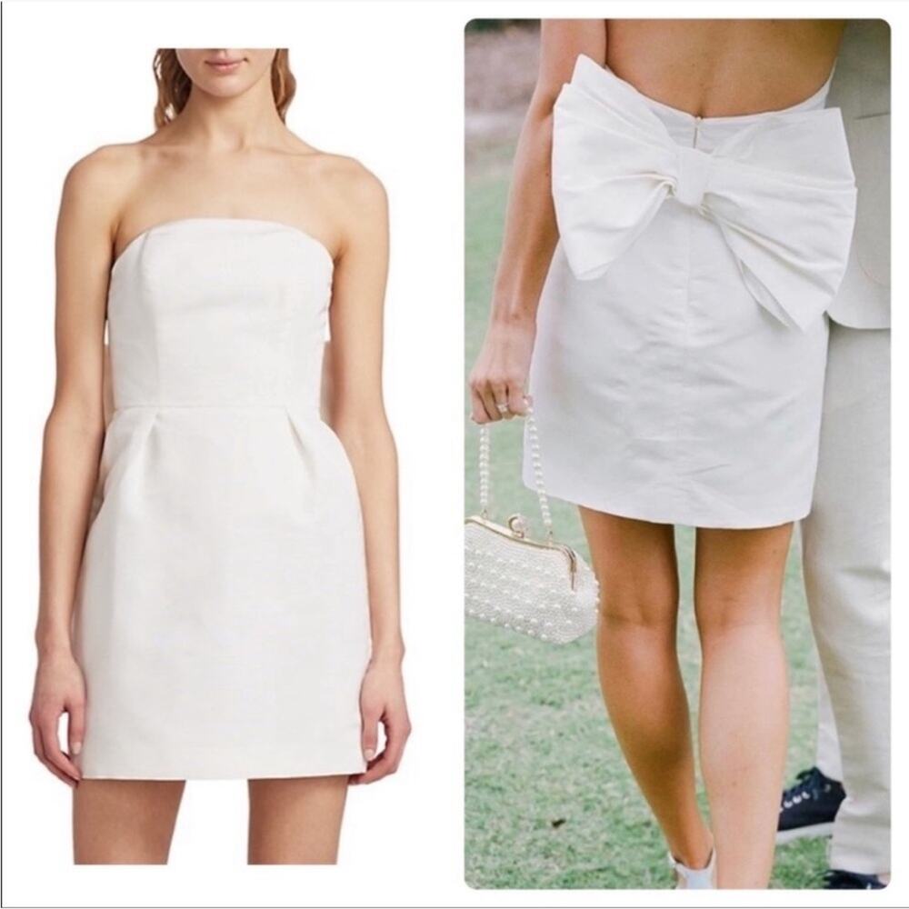 Alexia Maria Silk Faille Strapless Bow Back Mini Dress Size 2